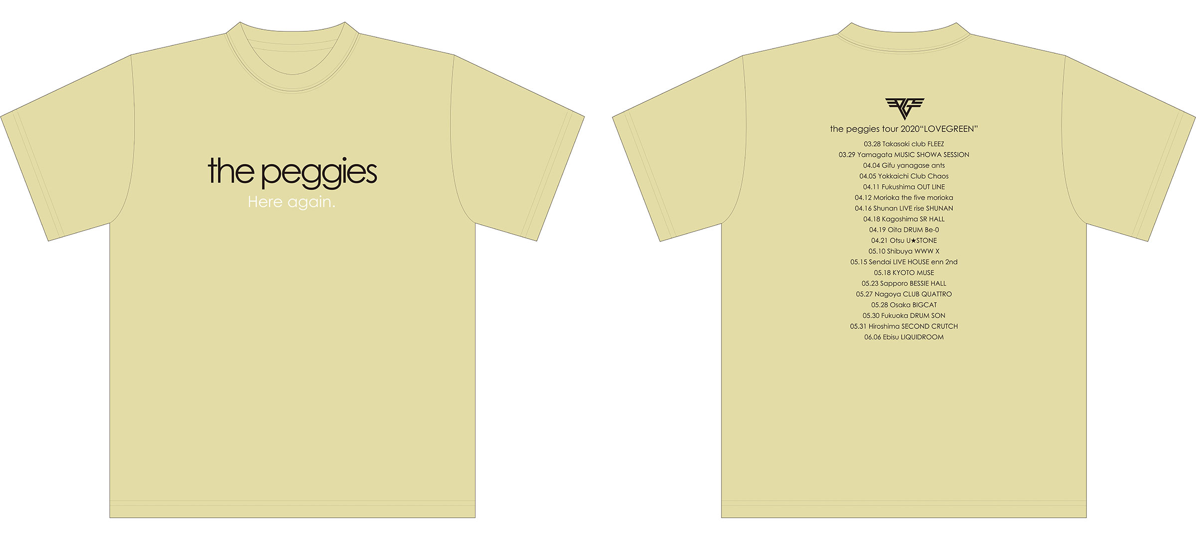 the peggies “Here again.” Tシャツ ベージュ