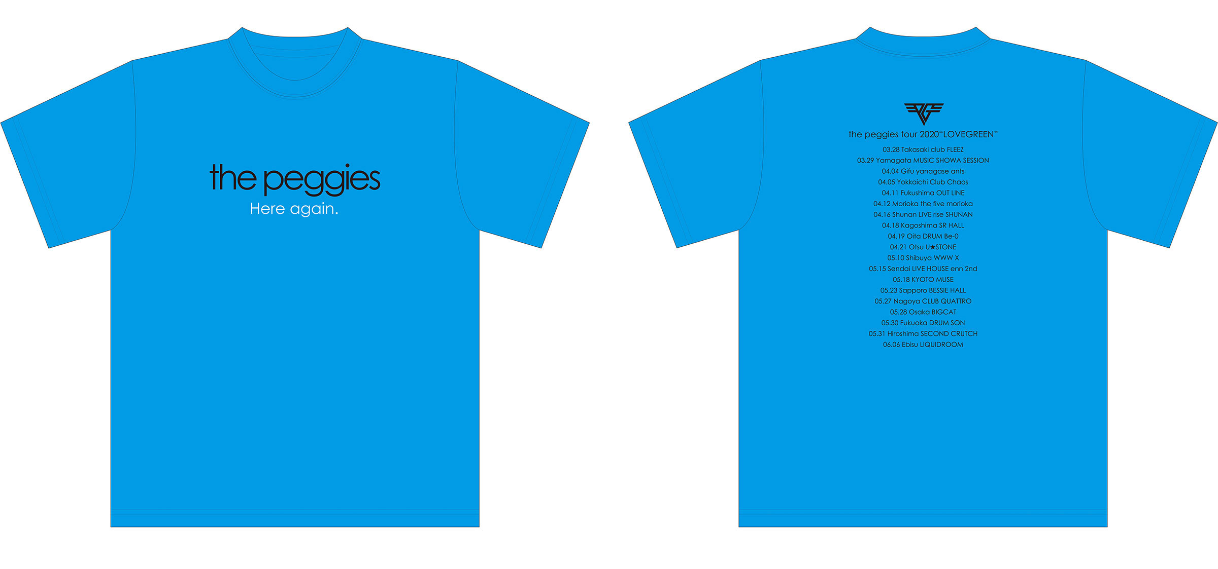 the peggies “Here again.” Tシャツ 青